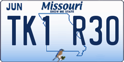 MO license plate TK1R3O