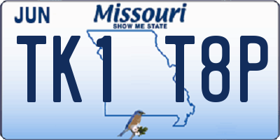 MO license plate TK1T8P