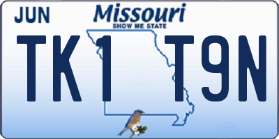 MO license plate TK1T9N