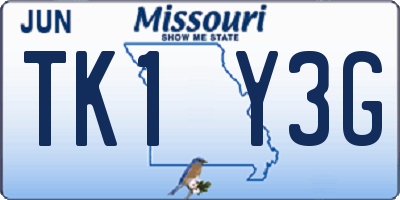 MO license plate TK1Y3G