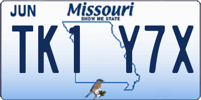 MO license plate TK1Y7X