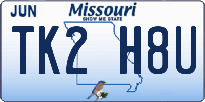 MO license plate TK2H8U