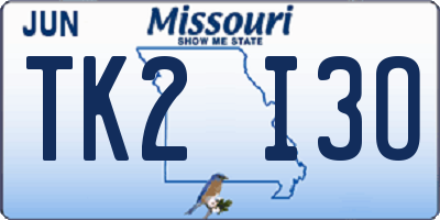 MO license plate TK2I3O