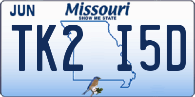 MO license plate TK2I5D