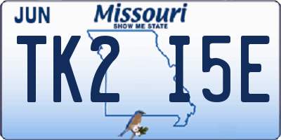 MO license plate TK2I5E