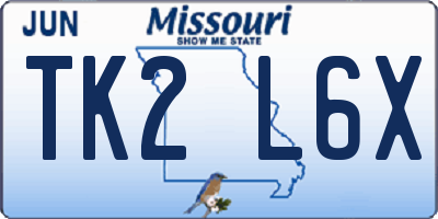 MO license plate TK2L6X
