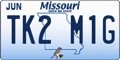 MO license plate TK2M1G