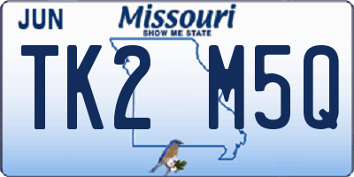 MO license plate TK2M5Q