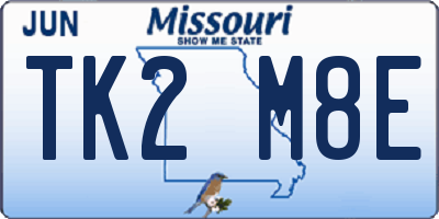 MO license plate TK2M8E