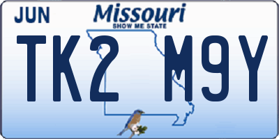 MO license plate TK2M9Y