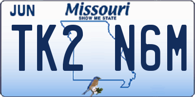 MO license plate TK2N6M