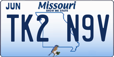 MO license plate TK2N9V