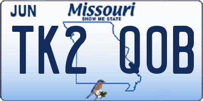 MO license plate TK2Q0B