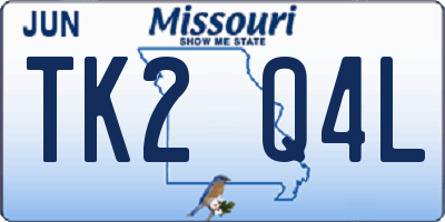 MO license plate TK2Q4L