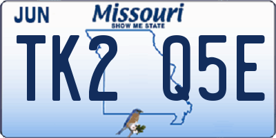 MO license plate TK2Q5E