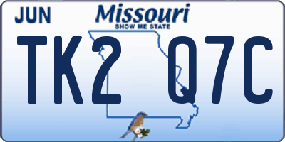 MO license plate TK2Q7C