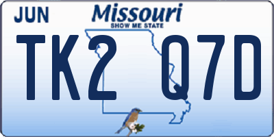 MO license plate TK2Q7D