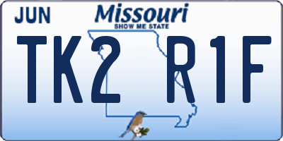 MO license plate TK2R1F