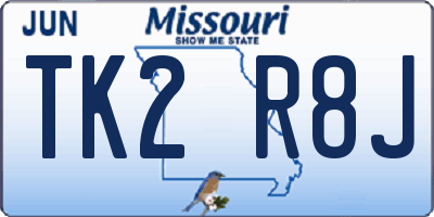 MO license plate TK2R8J