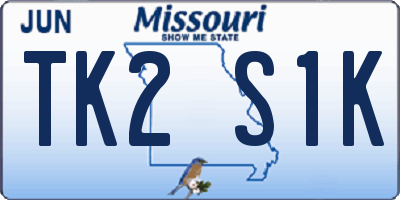 MO license plate TK2S1K