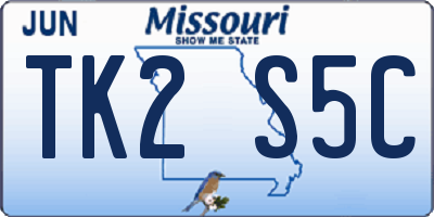 MO license plate TK2S5C