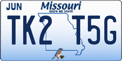 MO license plate TK2T5G