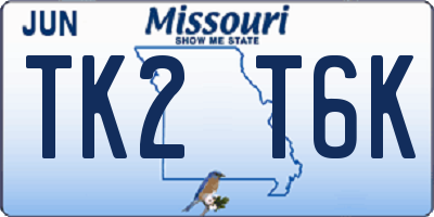 MO license plate TK2T6K