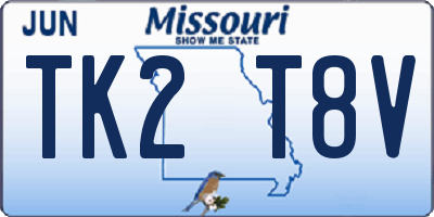 MO license plate TK2T8V