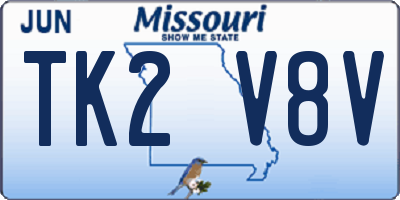 MO license plate TK2V8V