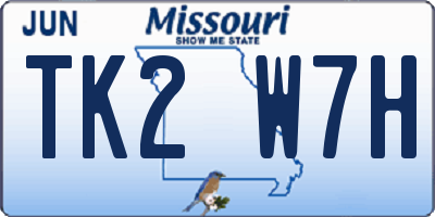 MO license plate TK2W7H