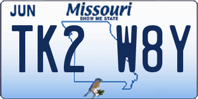 MO license plate TK2W8Y