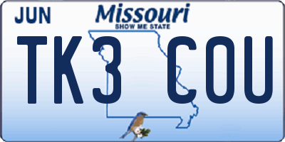 MO license plate TK3C0U