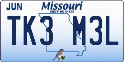 MO license plate TK3M3L