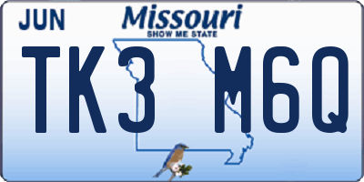 MO license plate TK3M6Q