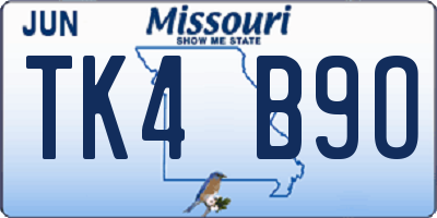 MO license plate TK4B9O