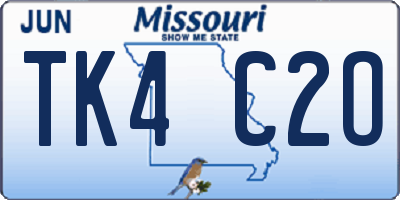 MO license plate TK4C2O