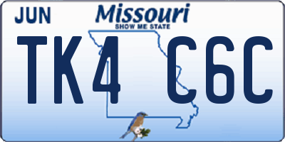 MO license plate TK4C6C