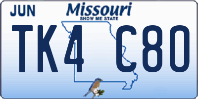 MO license plate TK4C8O
