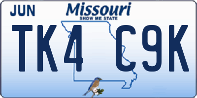 MO license plate TK4C9K