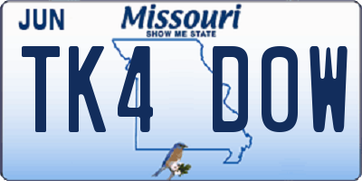 MO license plate TK4D0W