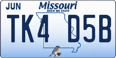 MO license plate TK4D5B