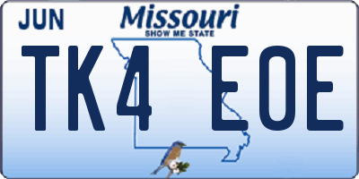 MO license plate TK4E0E