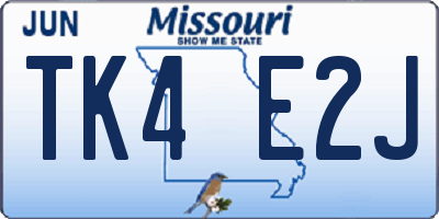 MO license plate TK4E2J