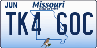 MO license plate TK4G0C