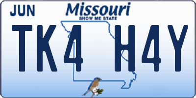MO license plate TK4H4Y