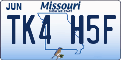 MO license plate TK4H5F