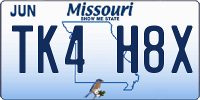 MO license plate TK4H8X