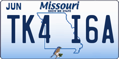 MO license plate TK4I6A