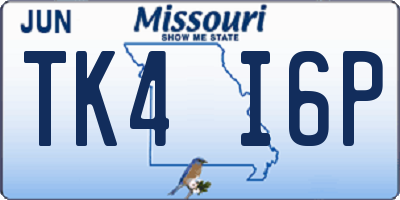 MO license plate TK4I6P