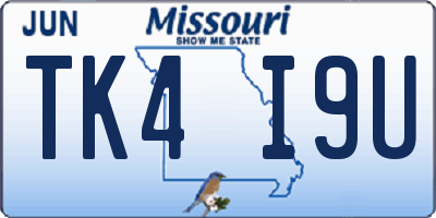 MO license plate TK4I9U
